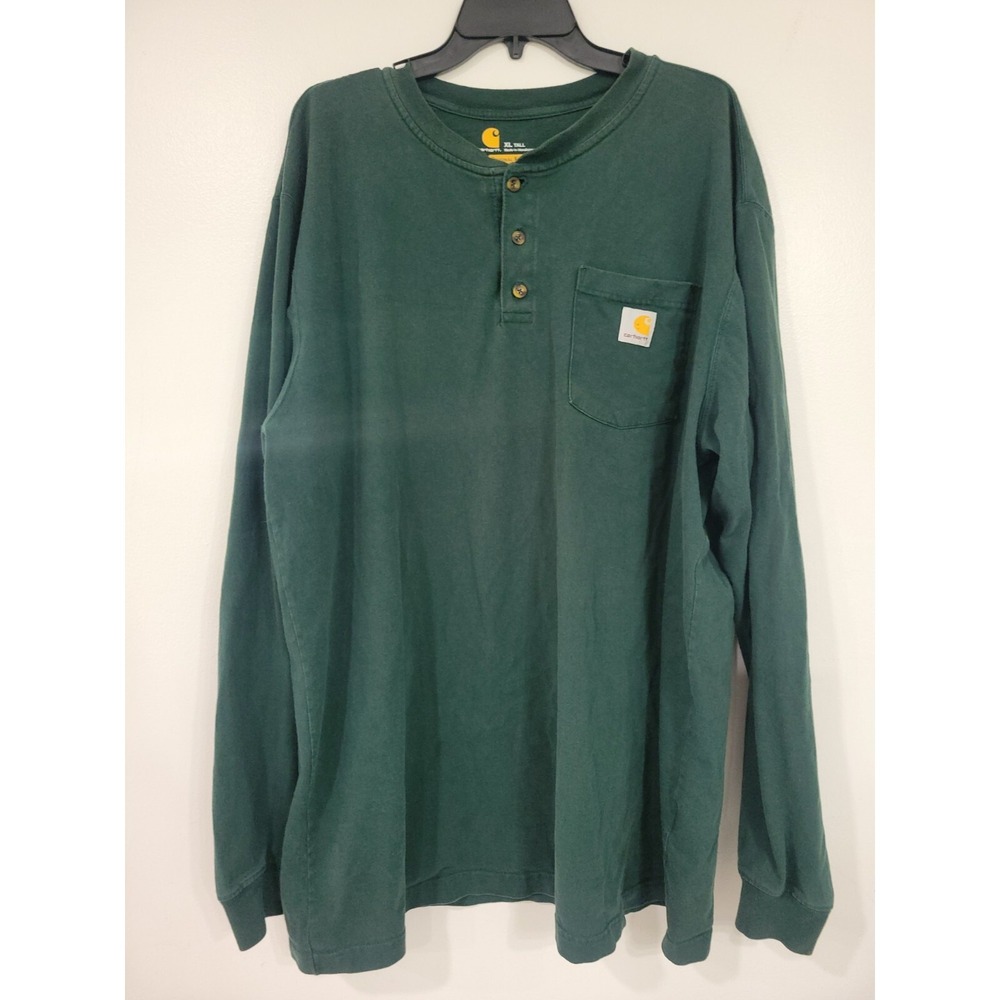 Carhartt Men's Original Fit Long Sleeve‎ 3 Button Pocket Green Shirt  XL Tall